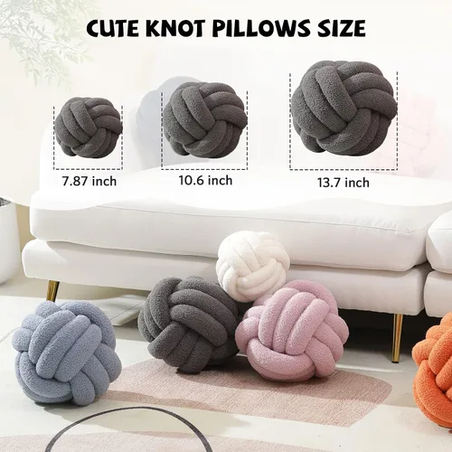 Vista 2 de Bolas de almohada de nudo, almohadas redondas decorativas, almohadas de felpa suave, decoración del hogar para sofá, cama, sofá, cojín de almohada