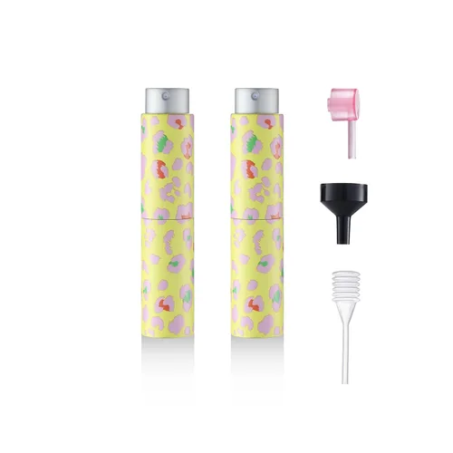 Vista 7 de Botella de perfume de viaje de 0.3 fl oz recargable (estampado de leopardo) Mini botella atomizador portátil para colonia y perfume (5 unidades)