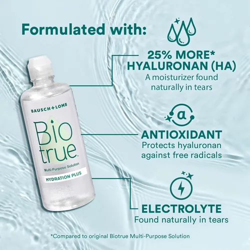 Vista 3 de Biotrue Solución para lentes de contacto Hydration Plus + gotas rehidratantes para lentes de contacto