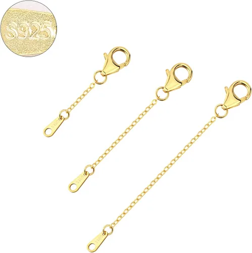 Vista 6 de Extensores de collar de oro de 14 quilates, cadena de plata de ley 925, extensión de collar, pulsera, extensor de tobillera para fabricación