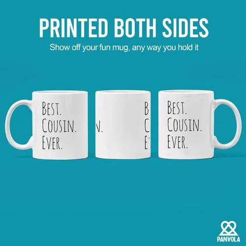 Vista 3 de Panvola Taza de café con texto en inglés "Best Cousin Ever", regalos para mujeres y hombres de la tía, tío, familia, reunión, vasos de cerámica, 11