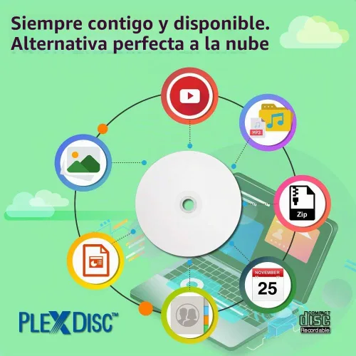 Vista 6 de 95252 CD-R 700MB 52X Hub de inyección de tinta blanco imprimible - 100pk husillo embalaje libre de frustración, 100 discos