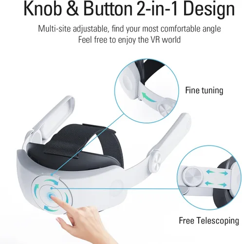 Vista 3 de 2023 Upgraded Head Strap for Oculus Quest 2, Elite Strap Replacement with Both TPU Silicone Pad & PU Sponge Pad, Comfort Head Strap Accessories