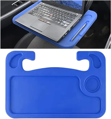 Vista 10 de GLSOWEE Bandeja para volante de automóvil, bandeja de mesa para computadora, oficina, color negro Escritorio para volante automático para comer