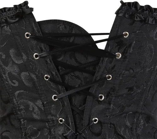 Vista 5 de Corsé de talla extragrande para mujer con ribete plisado floral y ceñidor de cintura