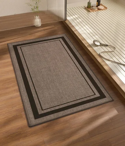 Vista 44 de chakme Juego de 2 alfombras de baño ultrafinas, absorbentes, antideslizantes, lavables a máquina, color beige oscuro, 17 x 24 pulgadas + tapete