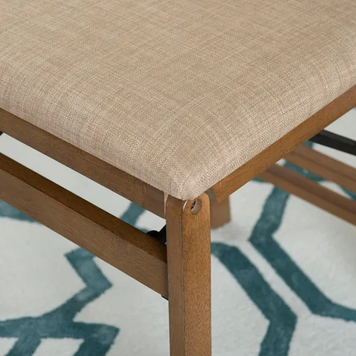 Vista 10 de Bennett - Juego de 2 sillas plegables naturales con respaldo de cuerda y asiento tapizado de lino Linon
