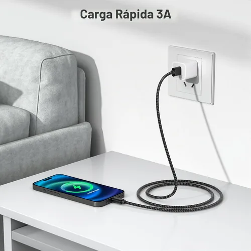 Vista 5 de Elebase - Cable de carga USB A a USB C para iPhone 18 Pro, 1.5/3.3/6.6 pies