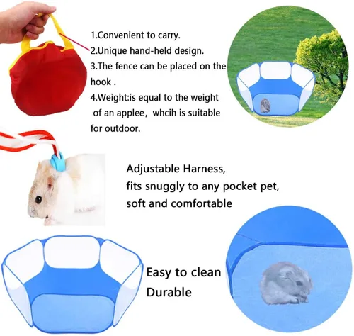 Vista 5 de Tienda de campaña para animales pequeños, jaula de reptiles, transpirable y transparente para mascotas, valla de ejercicio para exteriores e Azul