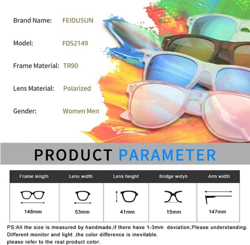 Vista 38 de FEIDUSUN Lentes de sol polarizados para hombre y mujer, lentes de sol retro negros para conducir, pescar, protección UV