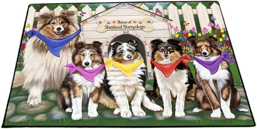 Vista 11 de Doggie of the Day Shetland Sheepdogs Floor Mat - Carnival Kissing Booth - Best Dog Doormat - Protector Decor - Unique Portrait Art - Premium Quality
