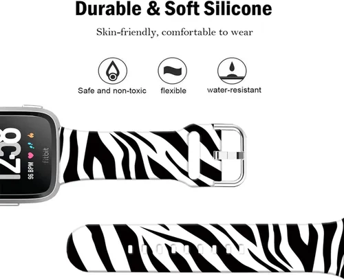 Vista 3 de Correas de reloj de silicona suave compatibles con Fitbit Versa 2/Versa/Fitbit Versa Lite/SE, correa de repuesto con bonito patrón floral de 0.98