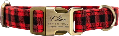 Vista 7 de Collar de perro personalizado con nombre y número de teléfono grabado, collar ajustable personalizado para cachorros, collar de algodón orgánico