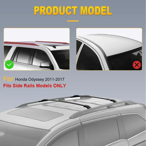 Vista 3 de OCPTY - Barra transversal para Honda Odyssey 2011-2017 Bastidores de equipaje de aluminio para portador de carga en la azotea, bolsa, kayak