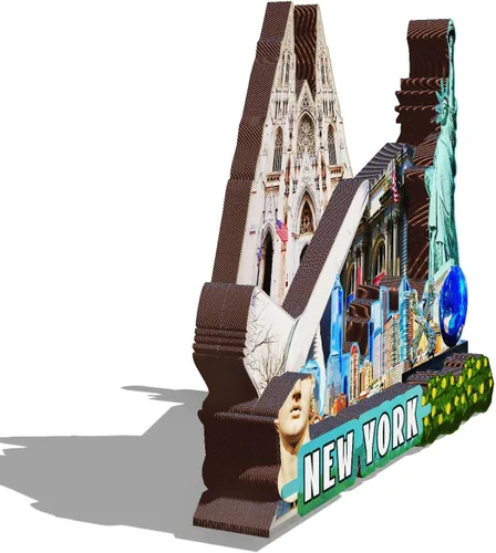 Vista 2 de Imán de madera para nevera de Estados Unidos, Nueva York, imanes 3D, recuerdos coleccionables de viaje, decoraciones hechas a mano, 2