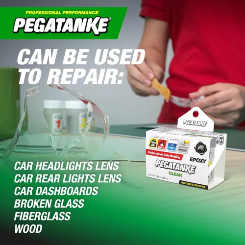 Vista 6 de PEGATANKE - Resina epoxi transparente de 2 partes Adhesivo profesional de soldadura en frío Pegamento de metal de alta resistencia para tanques