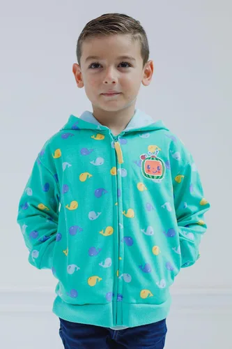Vista 2 de CoComelon Sudadera con capucha de forro polar con cremallera para bebés y niños