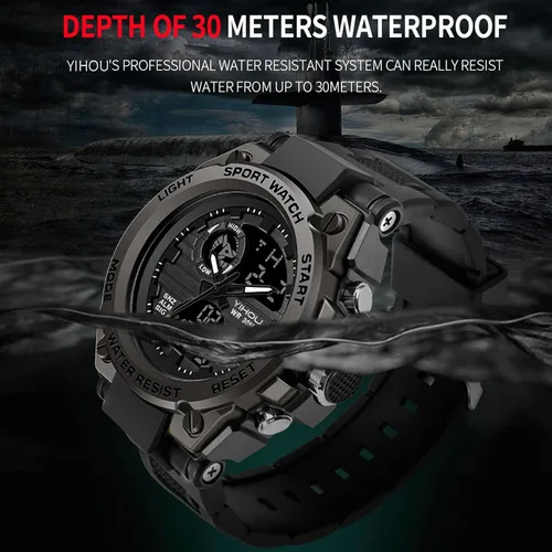 Vista 3 de Reloj militar para hombre, reloj electrónico para deportes al aire libre, reloj táctico del ejército, cronómetro LED, impermeable, relojes