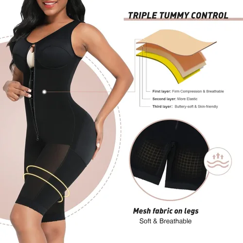 Vista 5 de FeelinGirl - Moldeador de cuerpo para mujer, control de abdomen, fajas de compresión posquirúrgica, moldeador de glúteos