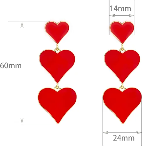 Vista 5 de Aretes colgantes con forma de corazón entrelazado para mujer, aretes colgantes en forma de corazón para mujer, hipoalergénicos, elegantes aretes