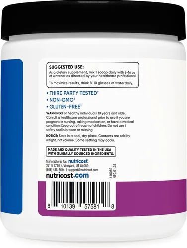Vista 4 de Nutricost Monohidrato de creatina + hidratación con sabor a uva (30 porciones) - 7 vitaminas y minerales, 5000 mg de creatina por porción