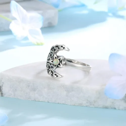 Vista 3 de Fidget Spinner Anxiety Rings for Women: Sterling Silver Lotus Moon Star Sunflower Ring Stress Relieving Calm Ring Jewelry Gifts for Daughter
