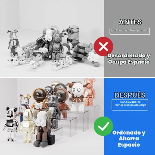 Vista 5 de Albumgit Elevadores de Exhibición de Acrílico, 8 Piezas de Soporte de Mesa Rectangular Transparente para Figuras de Amiibo Funko POP