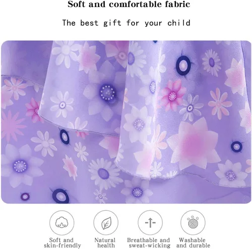 Vista 3 de Vestido de disfraz para niñas cosplay Isabela Madrigal princesa Halloween con anteojos aretes 3-4 años