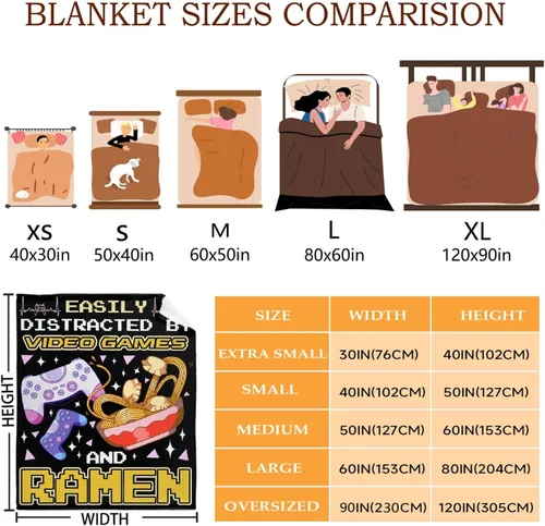 Vista 3 de Fácilmente Distraído por Videojuegos y Ramen Manta Manta de Juegos Manta de Ramen Regalo Regalos de Videojuegos Mantas Ligeras y Suaves de Franela