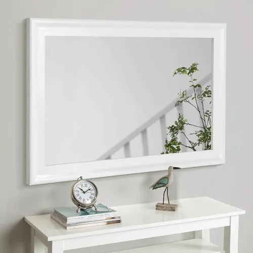 Vista 23 de CULER Espejo de pared de madera blanca para baño, espejos colgantes rectangulares de 20 x 16 pulgadas con marco de madera para sala de estar Blanco