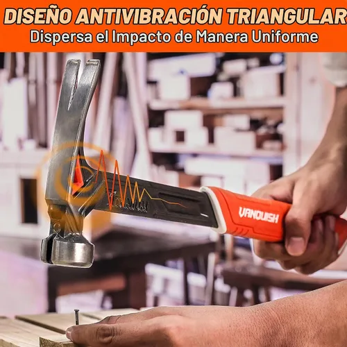Vista 5 de Vanquish 11oz - Martillo de carpintero de titanio con gancho recto para arrancar, cara lisa, buscador de clavos magnético, diseño forjado de una