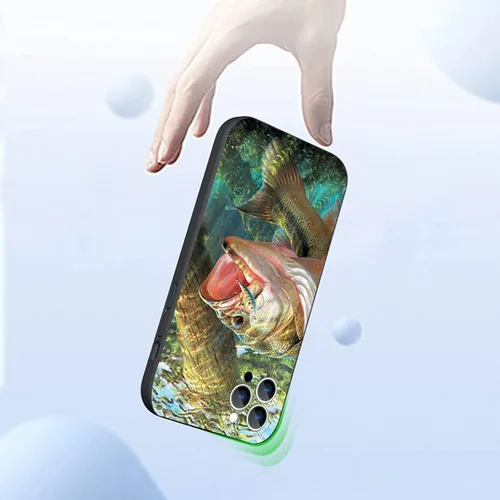 Vista 3 de Funda compatible con iPhone 14 Pro Max, funda para teléfono Bass Fish Jumping a prueba de golpes