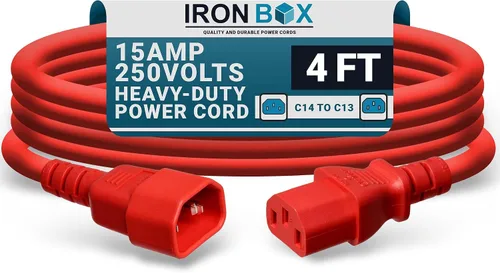 Vista 57 de IronBox Electric - Cable de Alimentación C14 a C13 de Servicio Pesado, 15A, 250V, Cable de Extensión para Computadora 14/3 AWG - Cables