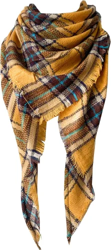 Vista 88 de Wander Agio - Bufanda envolvente con diseño a cuadros o triangular para mujer, cálida y larga, de punto, sensación de cachemira, chal