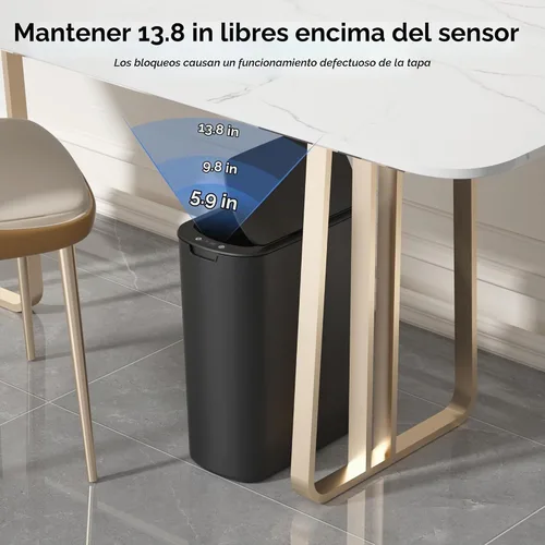 Vista 3 de FRESHLIX Basurero automático de baño de 5 galones con tapa, sensor de movimiento, sin contacto, cubo de basura eléctrico inteligente, delgado