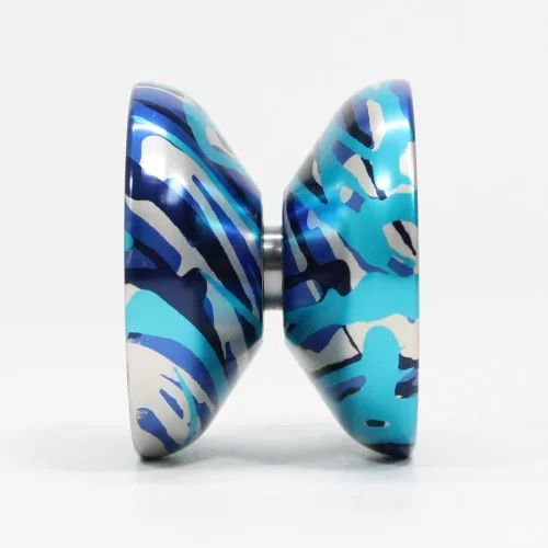 Vista 3 de Spintastics Yoyó latigazo cervical - YoYo profesional de metal sensible (salpicaduras azules y plateadas)
