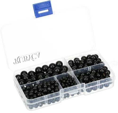 Vista 17 de RUBYCA Natural negro lava piedras preciosas redondas sueltas cuentas organizador caja de plástico fabricación de joyas mezcla tamaños