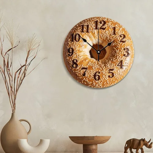 Vista 6 de Fprqlyze - Reloj de pared silencioso de 12 pulgadas, de cuarzo, sin tictac, funciona con pilas, fácil de leer, con números arábigos redondos