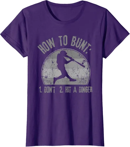 Vista 12 de Cómo Bunt Don't Hit A Dinger - Camiseta divertida de béisbol y sóftbol, Negro, S
