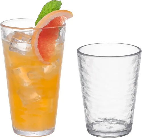 Vista 10 de RIPPLE- Juego de 4 vasos acrílicos de 16 onzas, sin BPA, apilables, aptos para lavavajillas, transparentes