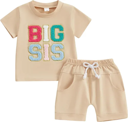 Vista 12 de Conjunto de pantalones cortos de verano a juego para hermana/hermano/hermano/hermano/hermano Big Bro