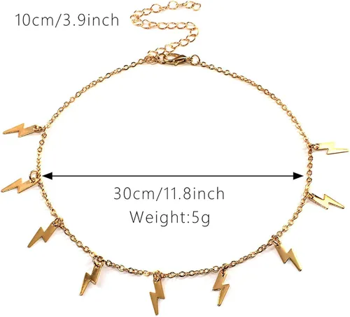 Vista 2 de Just Follow Collar de plata de ley con forma de relámpago, collar con colgante de cadena de disco para mujeres y niñas