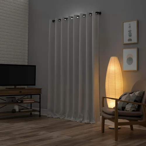 Vista 2 de Sun Zero Nordic - Juego de 2 paneles de cortinas con ojales de grado teatral extremo 100% opacas, 104" x 96" (2* 52" x 96"), cortinas opacas blanco