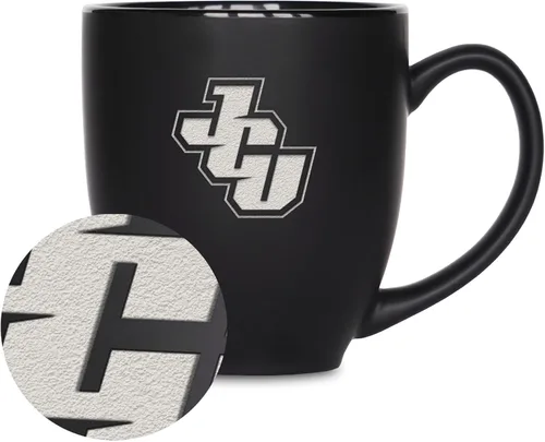 Vista 212 de Rico Industries - Taza de cerámica mate negra con grabado láser estándar de 15oz para NCAA (escuelas T & U) - Para bebidas calientes o frías