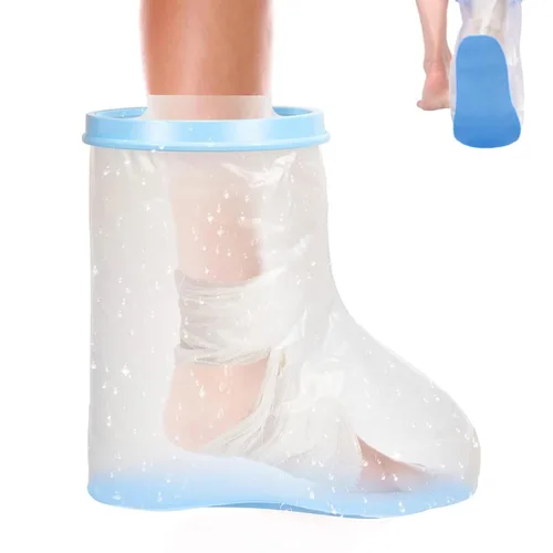 Vista 8 de Funda impermeable para piernas, reutilizable, impermeable, parte inferior antideslizante, vendaje de ducha 100% impermeable y cubierta de yeso
