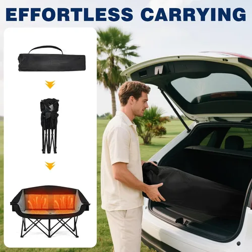 Vista 7 de Silla de camping doble con calefacción Apollo Walker - Sillón de camping extra ancho y resistente de 272kg con calefacción ajustable, soporte dual