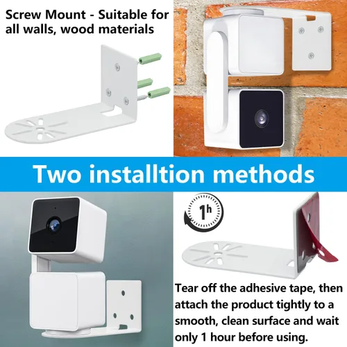 Vista 4 de Haoyou Soporte de pared de metal para Wyze Cam Pan V3/V4 Wyze Cam V4/V3 adhesivo sin taladrar instalación en interiores y exteriores