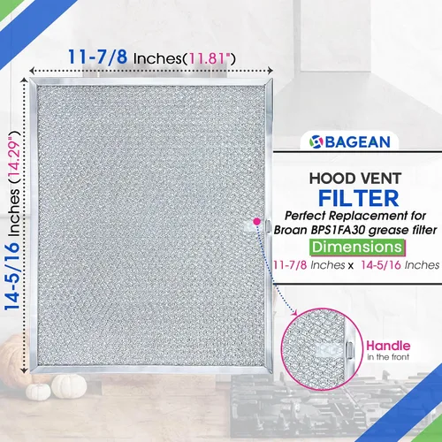 Vista 3 de Filtro de ventilación de campana de estufa Bagean 11.8" x 14.3" BPS1FA30 - Compatible con repuesto de filtro de campana NuTone Allure y Broan
