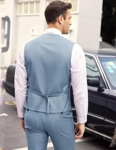 Vista 3 de COOFANDY Chaleco para hombre en capas para traje de negocios, chaleco de vestir formal, chaleco de boda, ajuste delgado