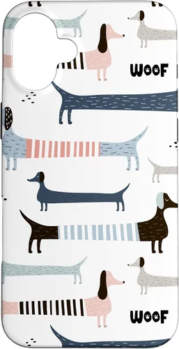 Vista 23 de Dachshund Weenie Weiner Dog - Carcasa para iPhone 17, diseño azul, rosa y blanco